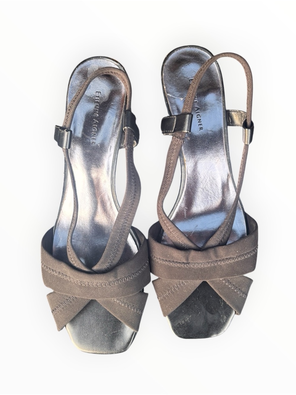 Etienne Aigner Black Crisscross Slingback Sandals Size 10